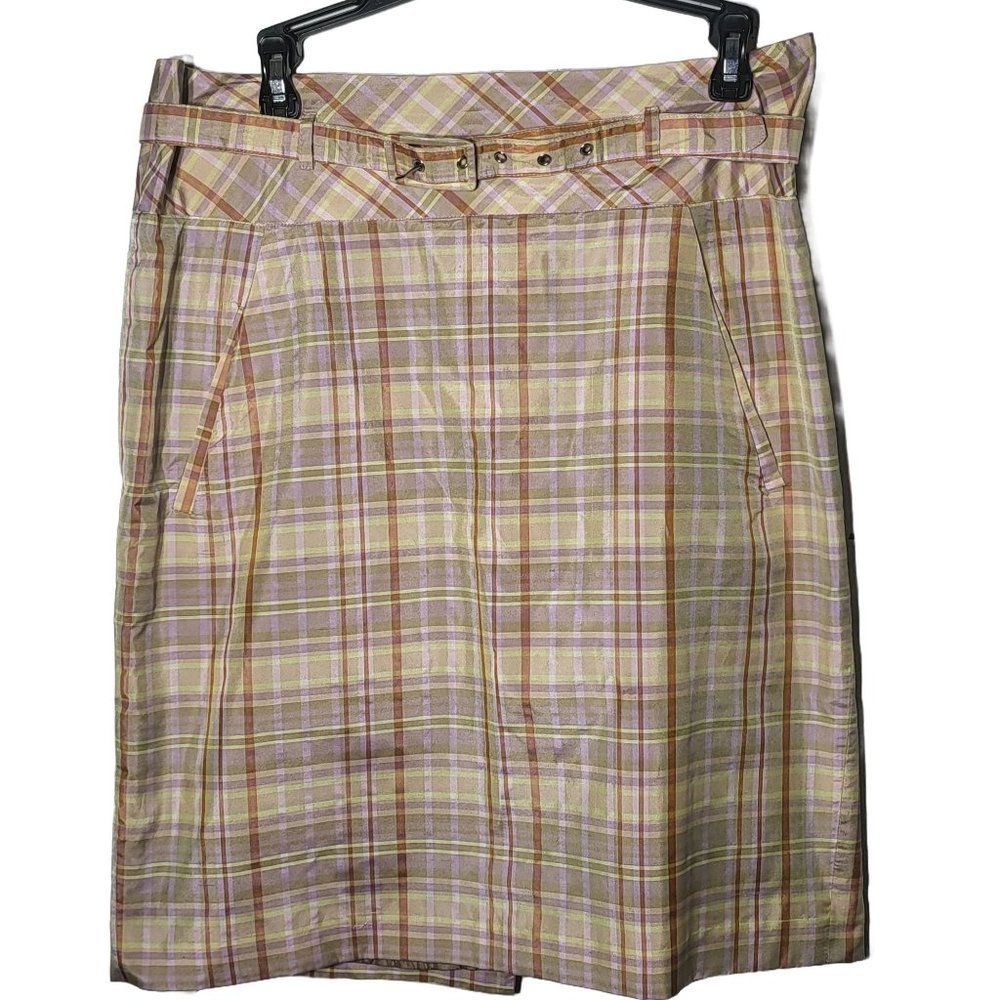 Vintage D Studio Womens Silk Blend Plaid Skirt Size 10‎ Academia Career Pastel